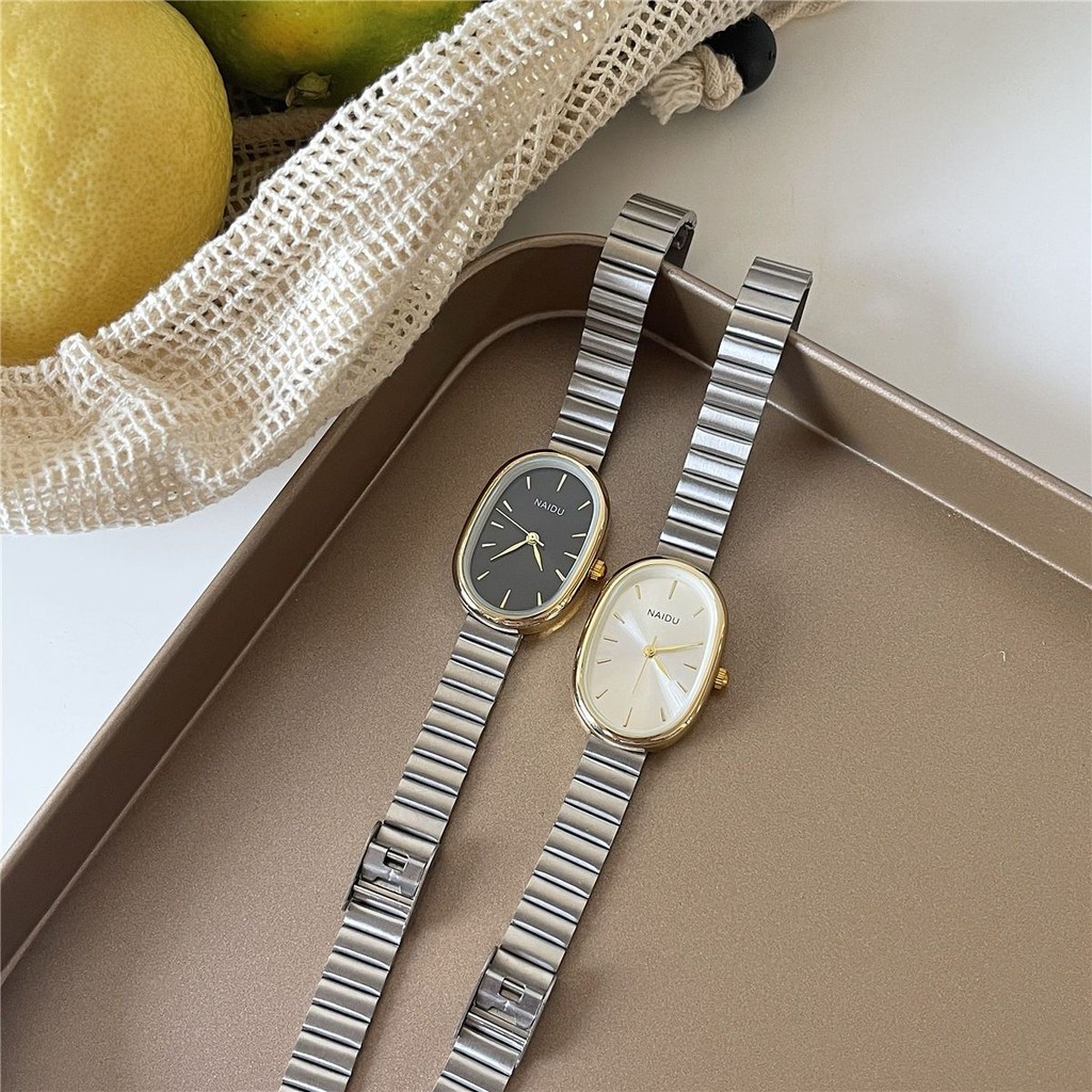 Beirsute หรูหรานาฬิกาหน้าปัดเล็กหญิง Simple Classy Oval Niche Design ins สไตล์นาฬิกาขนาด