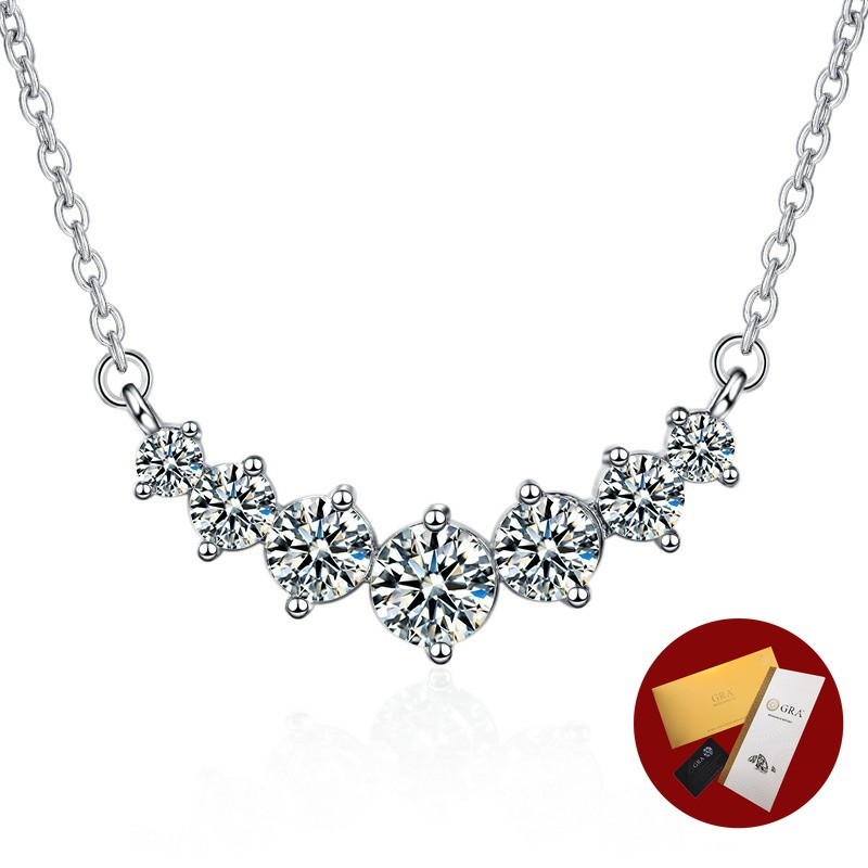 (พร้อมใบรับรอง Gra) ใหม่ Moissanite สร้อยคอ S925 เงินสีเพชรจี้ Clavicle Chain เครื่องประดับ Fine