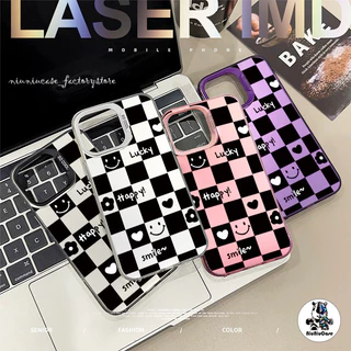 เคสไอโฟน11 15 สีดำและสีขาวหมีตาราง สําหรับ IPhone 11 13 12 7Plus 14 15 11 Pro MAX 8 7 Plus X XR XS Max SE Luxury Case