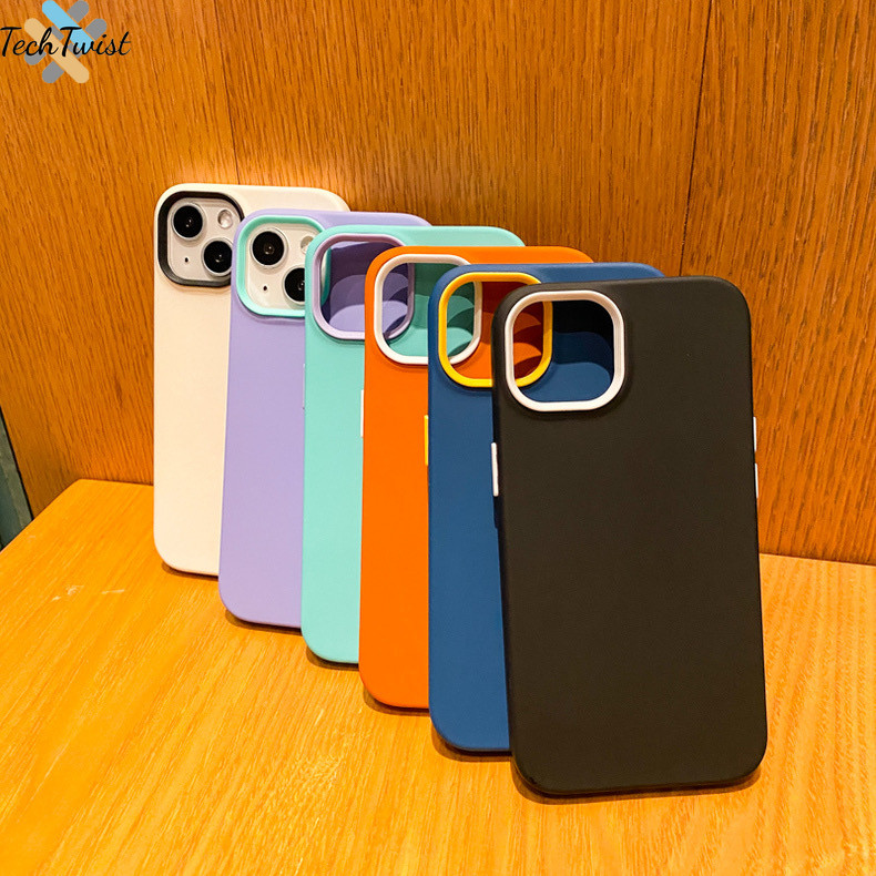 3 in 1 ซิลิโคนเหลวนุ่ม เคส เคสประกบสีพื้น เคส สำหรับ iPhone 16 11 12 13 14 15 Pro Max SE 2020 7 8 Plus XS Max
