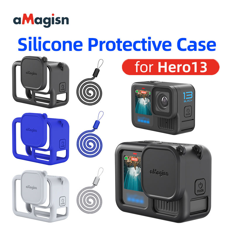 เคสซิลิโคน aMagisn สําหรับ Hero 13 พร้อมฝาครอบป้องกันเลนส์ การป้องกันรอบด้าน อุปกรณ์เสริม Go Pro 13