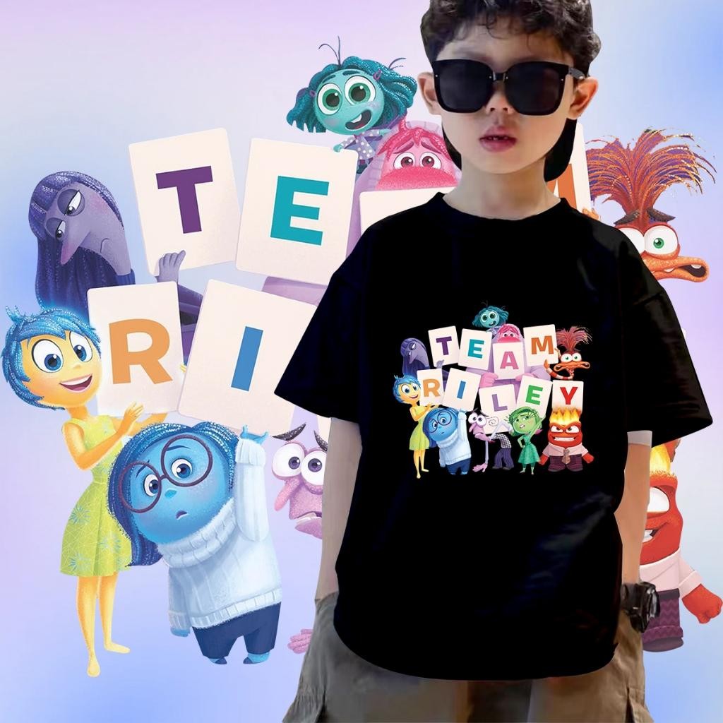 ใหม่ เสื้อ Inside Out 2 Pixar 's Movie Children's T-shirts ไม่จำกัดเพศ ราคาถูก ฝ้าย สําหรับผู ้ ชาย 3 ขวบ-12 ขวบ