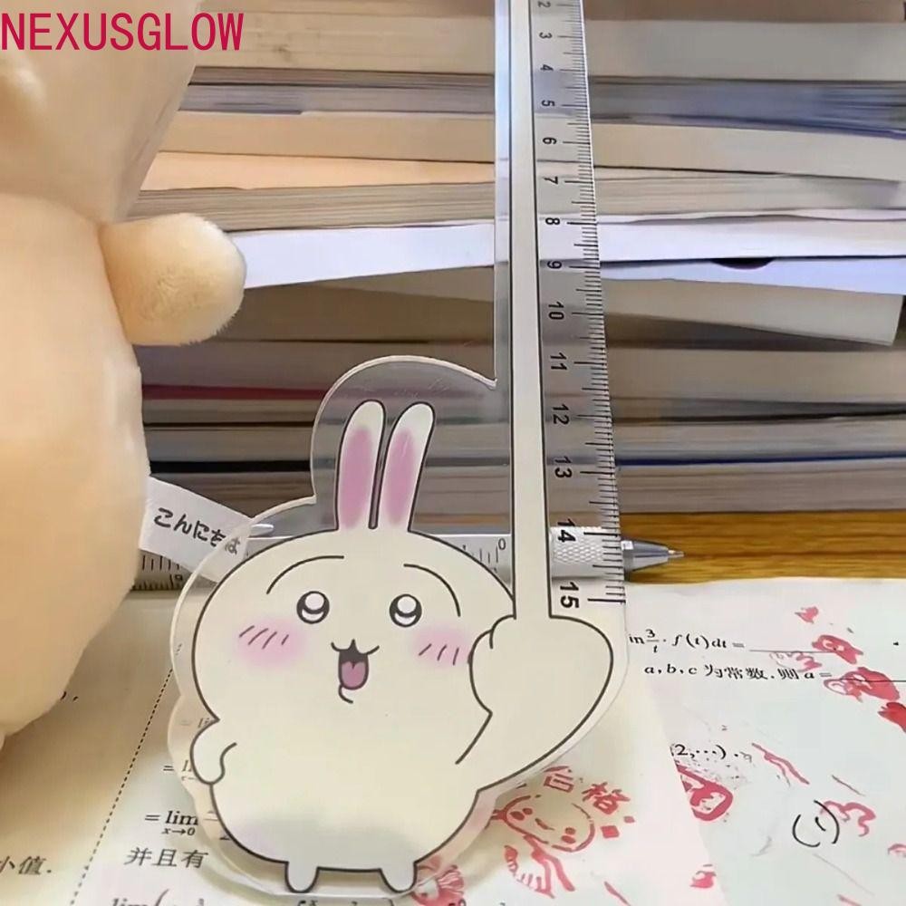 Nexusglow ไม้บรรทัดโปร่งใส, ตลกน่ารัก 15 ซม. ไม้บรรทัดตรง, อะนิเมะ Novetly การ์ตูน Creative Chiikawa ไม้บรรทัดตรงนักเรียน