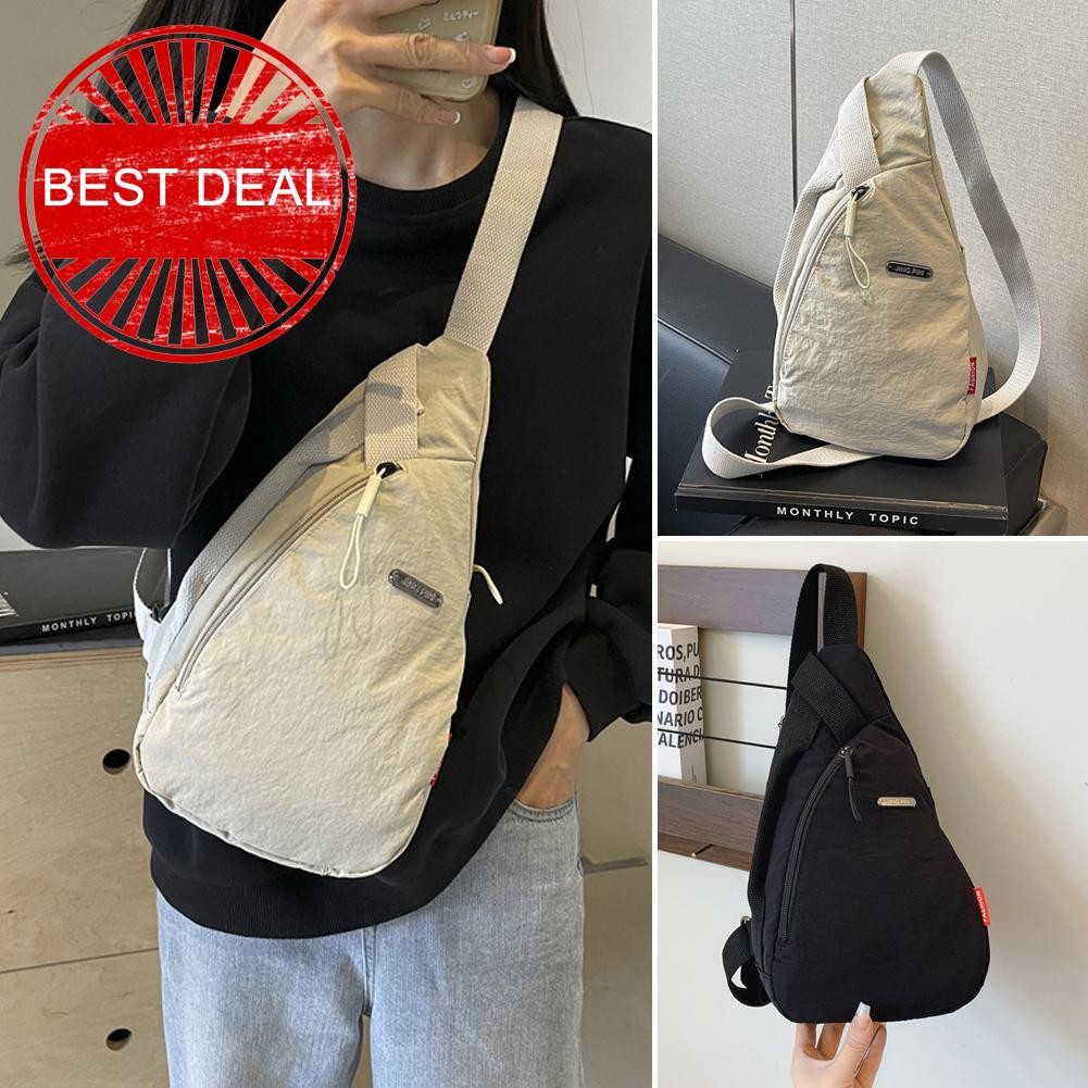 1 ชิ้นเส้นใยโพลีเอสเตอร์กระเป๋าสะพาย Minimalist หน้าอกกลางแจ้ง Crossbody Commuting กระเป๋ากระเป๋ากระเป๋า N4P3