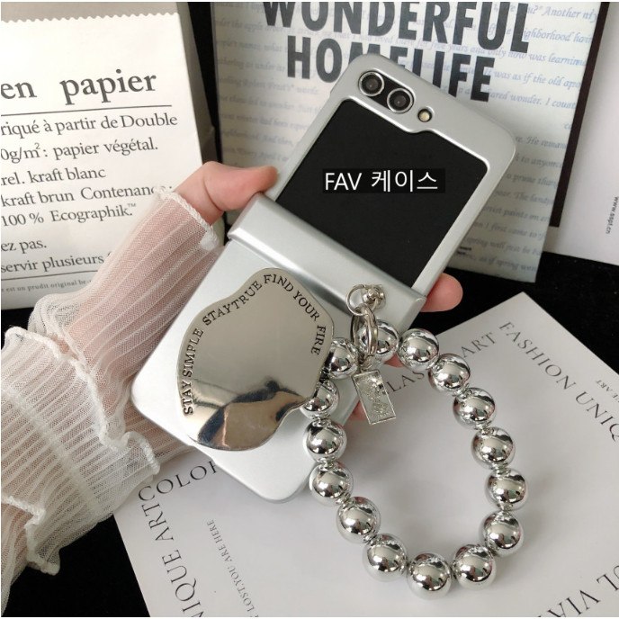 Luken เคสโทรศัพท์สําหรับ Samsung Galaxy Z Flip 3 4 5 6 Z Flip6 ZFlip5 น่ารักการ์ตูนหมีสร้อยข้อมือ Electroplated เงินกันกระแทกปกหลังสําหรับ OPPO ค้นหา N3 N2 Flip