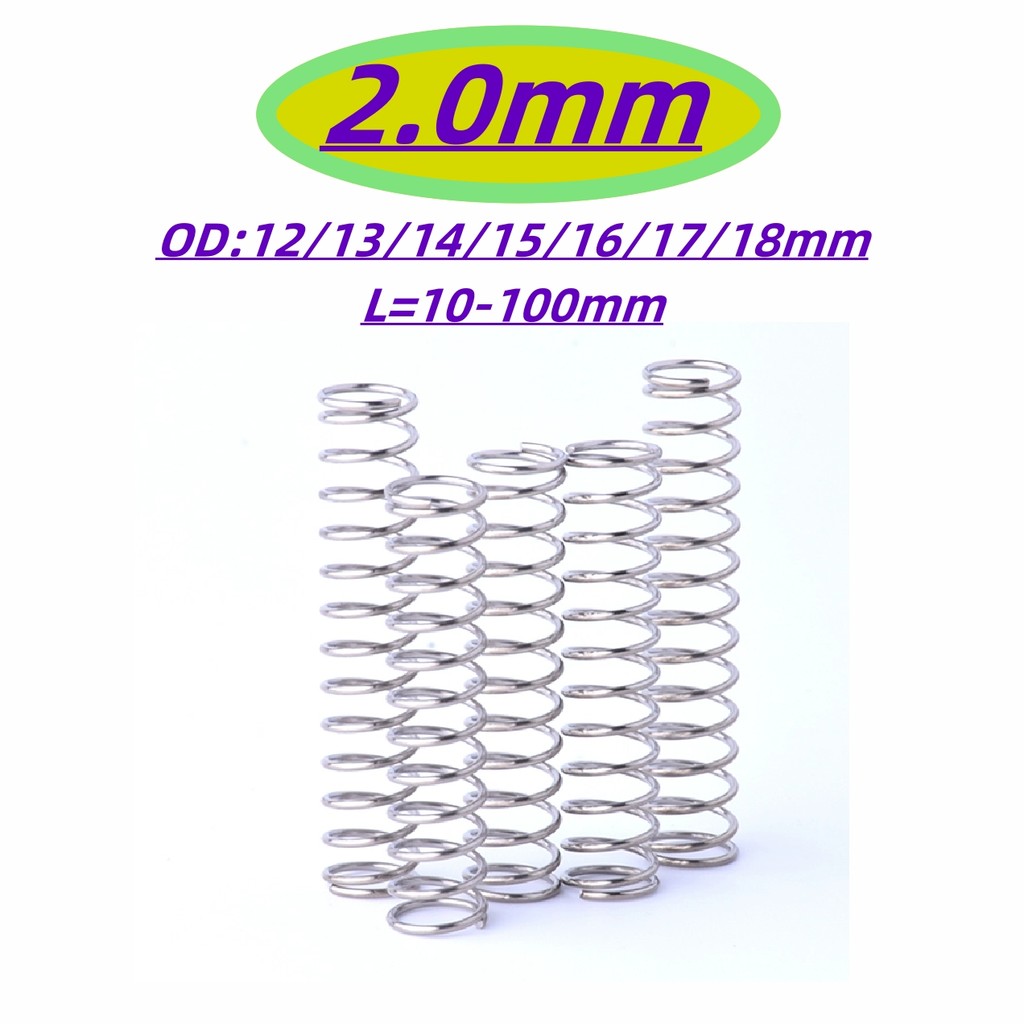 [FGH-T21-y] สปริงกด-สปริงดัน สปริงอัด สปริงดันทั่วไป เหล็กสปริง 65Mn/Compression Spring d2.0mm * OD12-18mm * L10-100mm