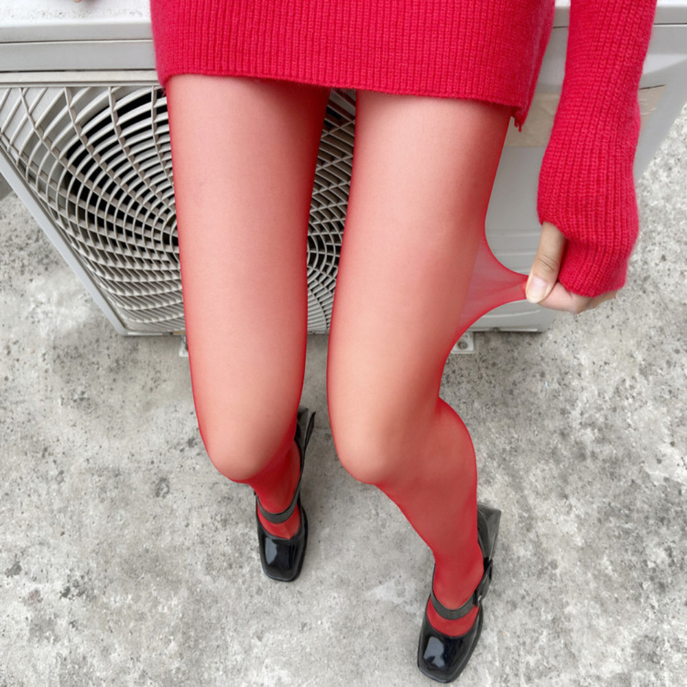 Harajuku สาวถุงน่องสีแดงบางหนาบทบาทเล่นถุงเท้า Anti Snaging กํามะหยี่ยืด Pantyhose คุณภาพสูงปีใหม่สีแดง Gothic Leggings หนึ่งขนาด - รูปที่ 5