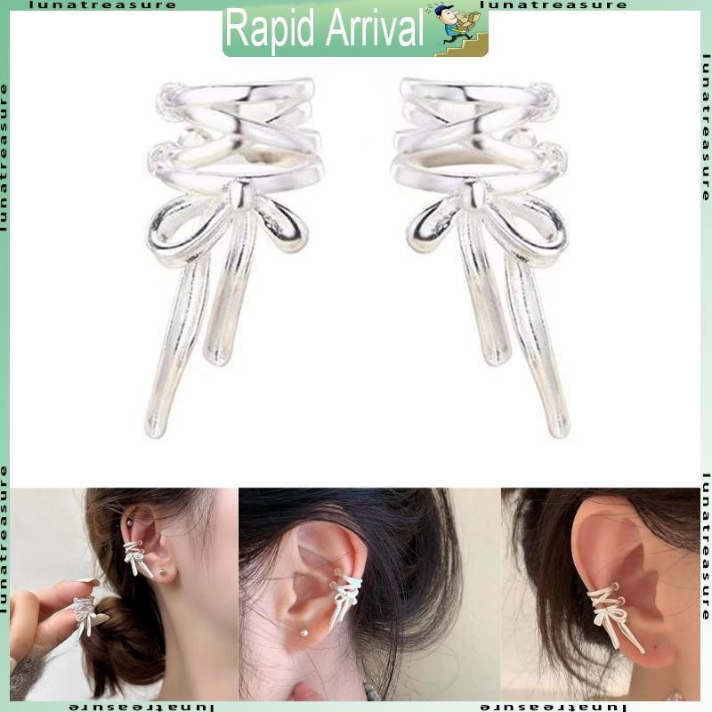 Lun Bowknot Ear Cuffs คลิปต่างหูผู้หญิงแฟชั่น Nonpiercing เครื่องประดับหู
