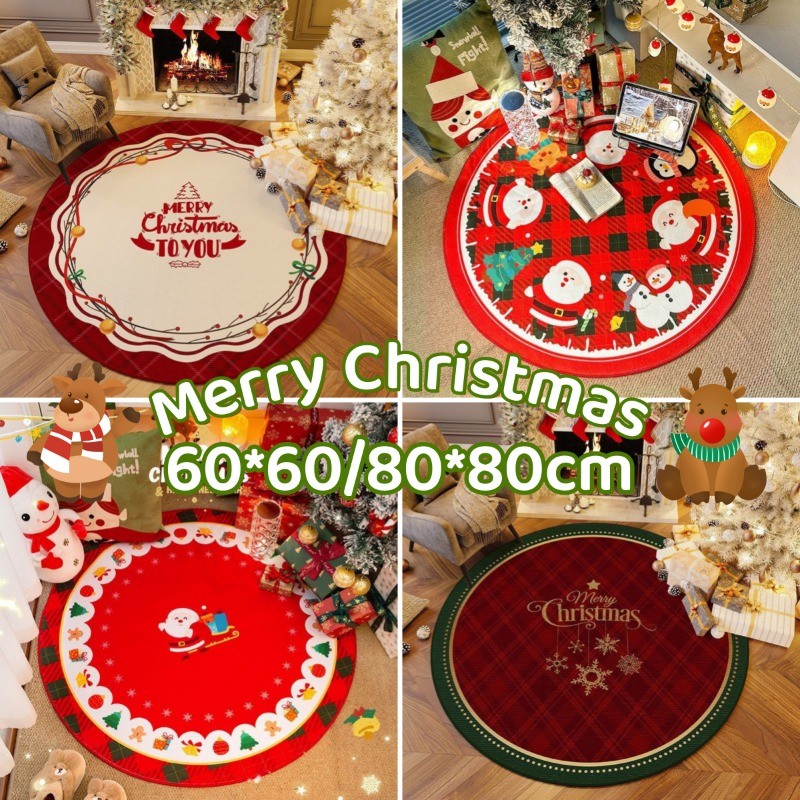 COD พรมคริสต์มาส ลายซานตาคลอส เกล็ดหิมะ ขนาด 60/80 ซม สําหรับตกแต่งบ้าน ต้นคริสต์มาส