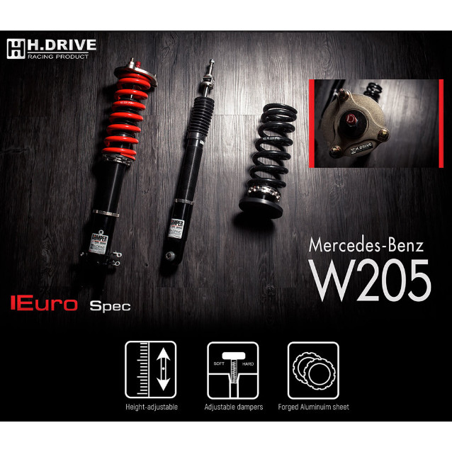 โช๊ค สตรัทปรับเกลียว C300e Benz w205 H.Drive Euro spec ปรับฟิว 30ระดับ นุ่ม หนึบ ปรับสูง ต่ำ แบบสไลด