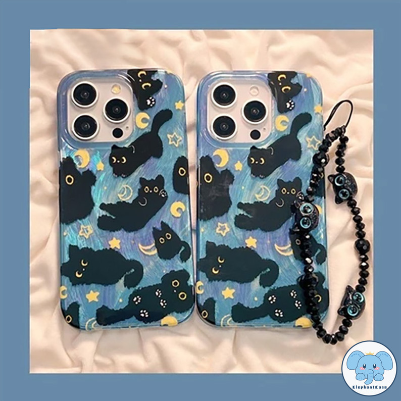 สร้อยข้อมือลูกแมวสีน้ำเงินขนนกเส้นด้ายสำหรับ เคส OPPO A7 A57 A17 A15 A16K A58 A38 A78 A9 A31 A1K A3s A98 ปกอ่อน