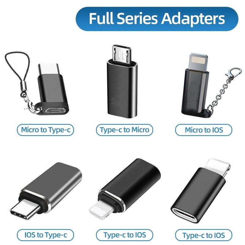 อะแดปเตอร์ชาร์จโอนโทรศัพท์ Android เป็น Type-C IOS เข้ากันได้กับตัวแปลงอะแดปเตอร์ IPhone ปลั๊ก USB C Micro USB