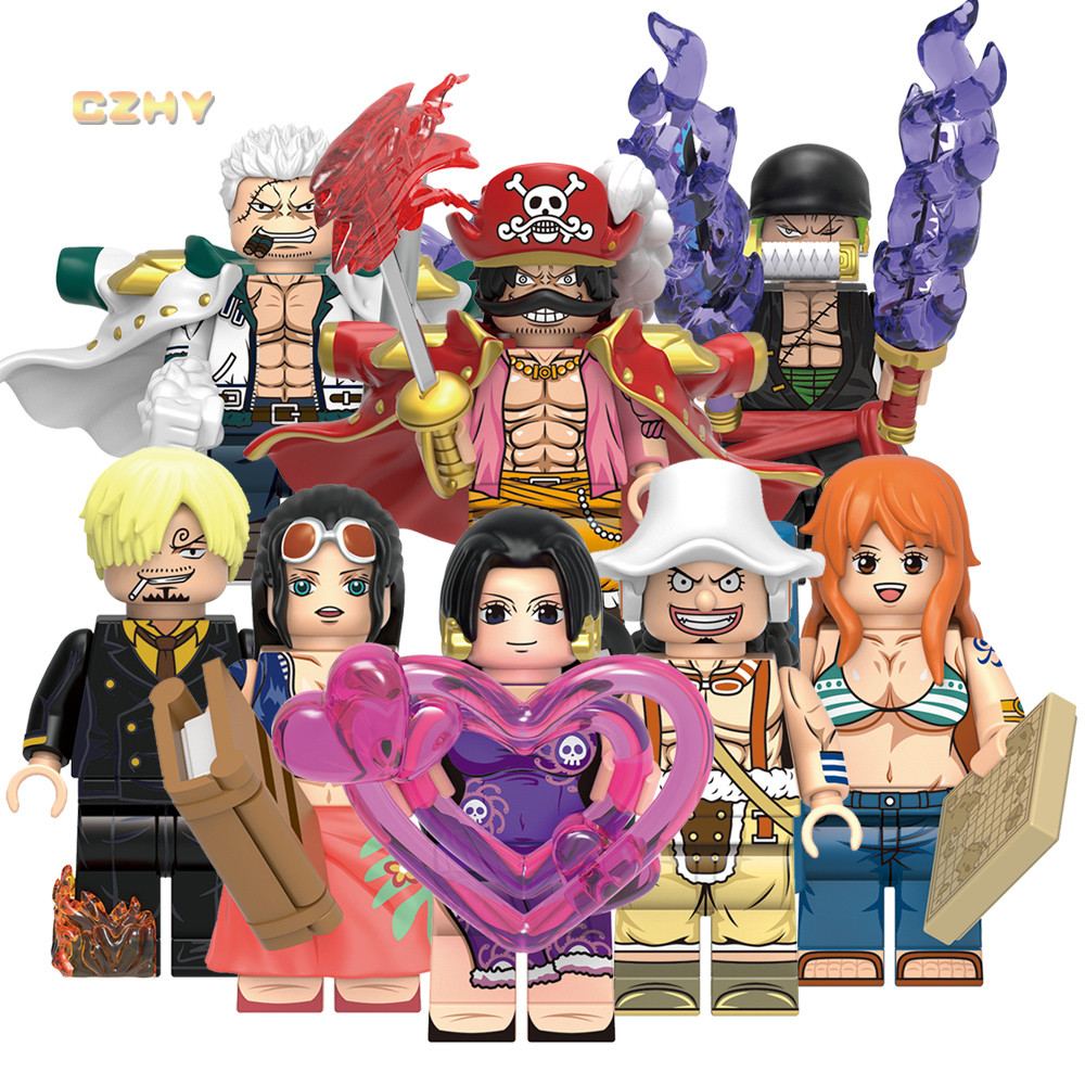 ใหม่ Gol D Roger Sanji Usopp Boa Hancock Roronoa Zoro Nico Robin Chopper Building Block รูปของเล่น