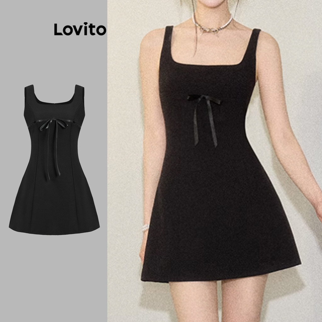 Lovito ชุดลำลองโบว์ธรรมดาสำหรับผู้หญิง L104ED776
