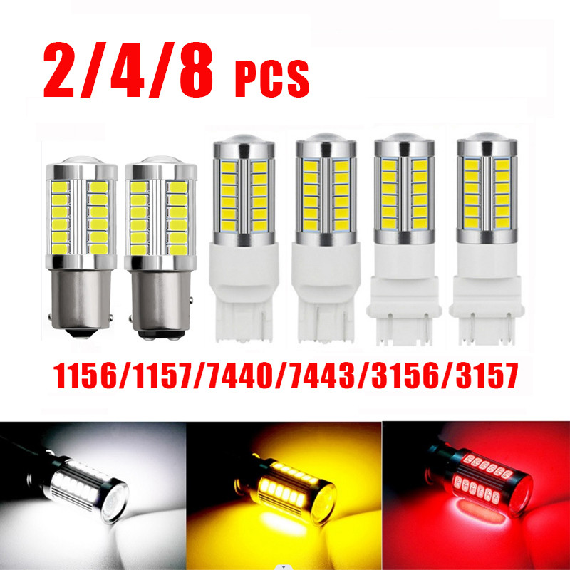 Y2/4/8ชิ้น PY21W Ba15s 1156 Bay15d 1157หลอดไฟ LED ไฟสัญญาณเลี้ยว DRL ไฟตัดหมอกท้ายเบรกจอดรถด้านหลัง3
