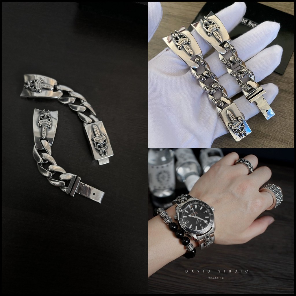 CH เงิน 925 Full Cross ดอกไม้ Retro Punk Gothic Rock Cross นาฬิกา Street Hip Hop นาฬิกาอุปกรณ์เสริม Luxury Party ของขวัญ 9207