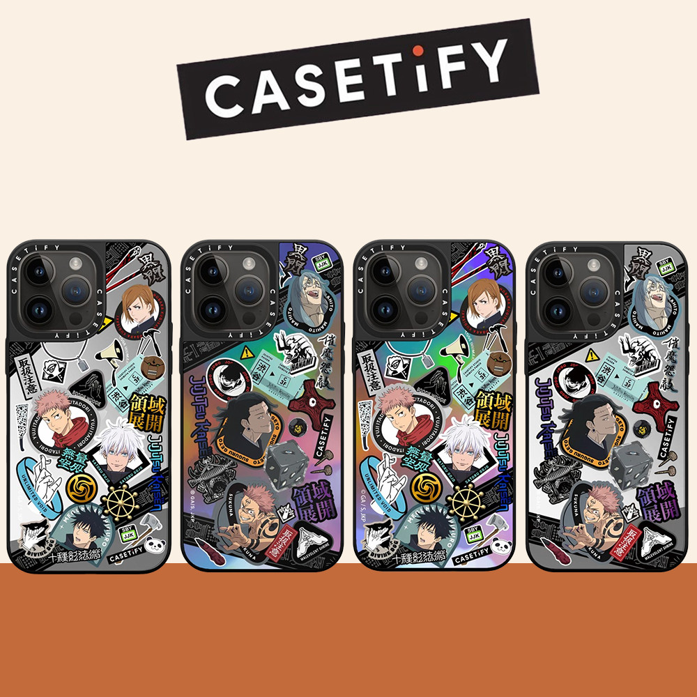 สติกเกอร์ Jujutsu Kaisen กระจกเคสโทรศัพท์แบบแข็งสําหรับ iPhone 15 ProMax 15Pro 15 14 13 12 11 Pro Max กรณีห่อกันกระแทกด้านหลังฝาครอบอะคริลิค