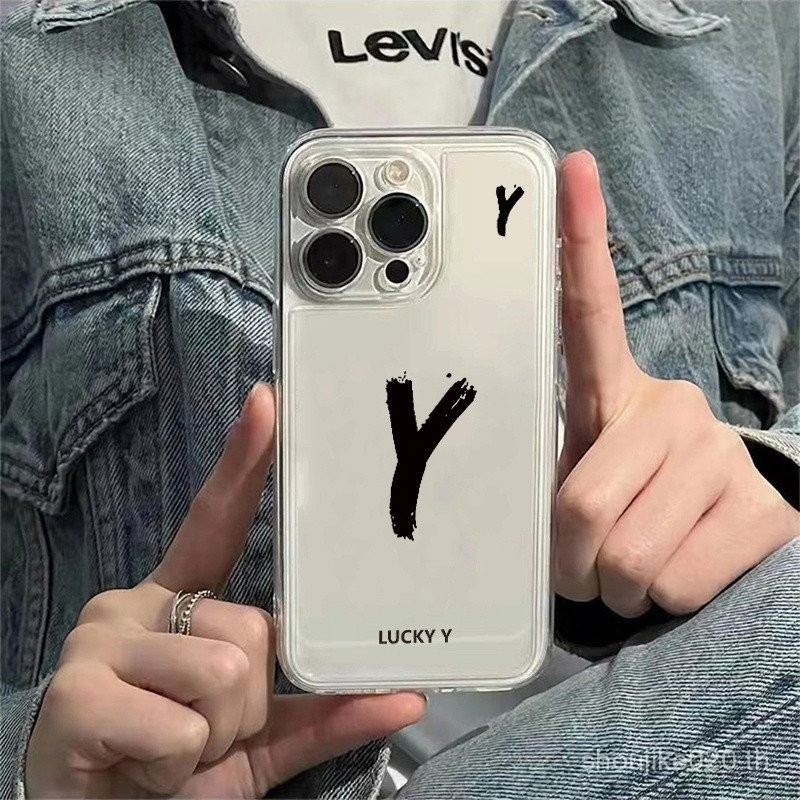 ตัวอักษร Y สำหรับ iPhone 11, 12, 13, 14, 15, 16 Pro Max PLUS, 11pro, 13pro X, XR, XS MAX, 7, เคสป้องกันยางคุณภาพสูงสำหรับ8 Plus และ se2020โปร่งใสครอบคลุมทั้งหมด7