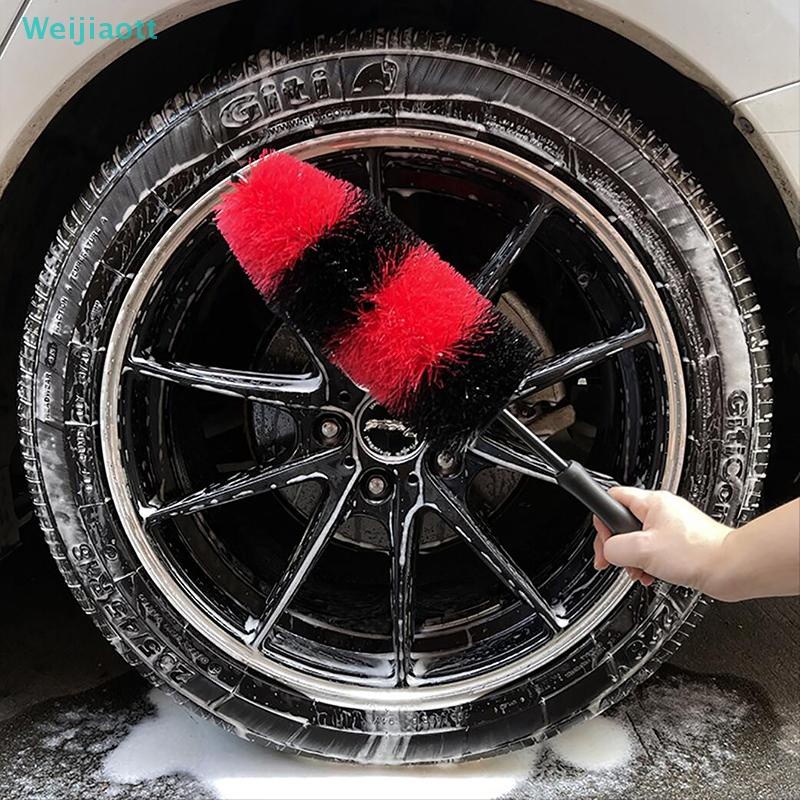 Weijiaott 1pc Soft Non Scratch Auto Care Detailing Washing เครื่องมือแปรงล้างล้อรถล้อยางแปรงทําความสะอาด AO