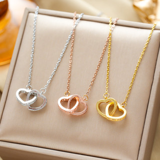 ญี่ปุ่นสไตล์เกาหลีแหวนคู่รักจี้ไทเทเนียมเหล็กสร้อยคอขนาดเล็ก…