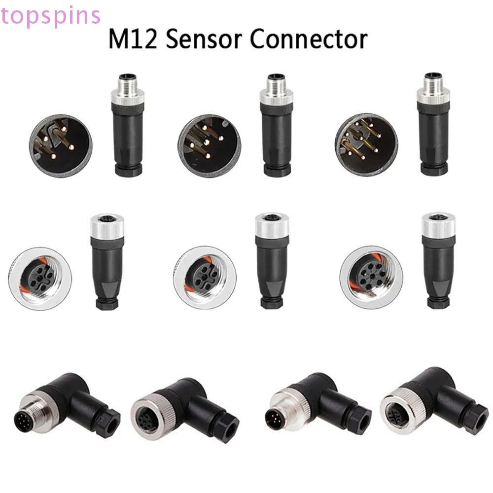 Topspins M12 Sensor Connector, 4 5 8 Pin Connector M12 ปลั๊กการบิน,ประเภทเซนเซอร์ขั้วต่อ PG7 M12 Sen