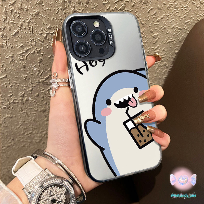 เคสแข็งคุณภาพ ฉลามน่ารัก สำหรับ IPhone 13 12 7Plus 14 15 11 Pro Max 8Plus XR XS Max SE เคสไอโฟน11 เคสไอโฟน13 การ์ตูน