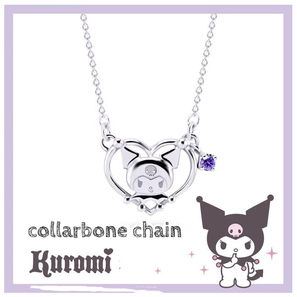 Cinnamoroll ของขวัญฤดูกาลรับปริญญา Sanrio Kuromi Love สร้อยคอสําหรับสาวการออกแบบที่เรียบง่าย Melody ฤดูร้อน Fresh Clavicle Chain สําหรับผู้หญิง likable Hello Kitty ส่งแฟน