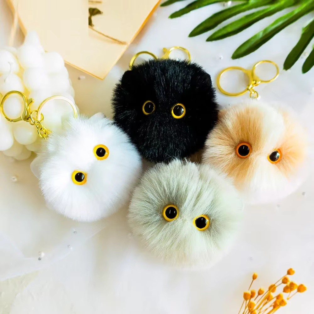 Kawaii ตุ๊กตาแมวพวงกุญแจแฟชั่น Pompom Kitty พวงกุญแจผู้ถือกุญแจรถอุปกรณ์เสริมของขวัญเพื่อนของที่ระลึก