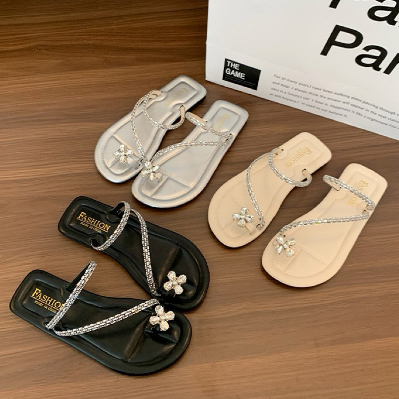 Destin🩰พร้อมส่งจากไทย🛒  (LT-6626) นำเทรนด์มากค่าาา รองเท้าแฟชั่นแบบสวม แฟชั่นผู้หญิง สายคาด ดีเทลดอกไม้เล็กๆ ใส่สบายเท้า