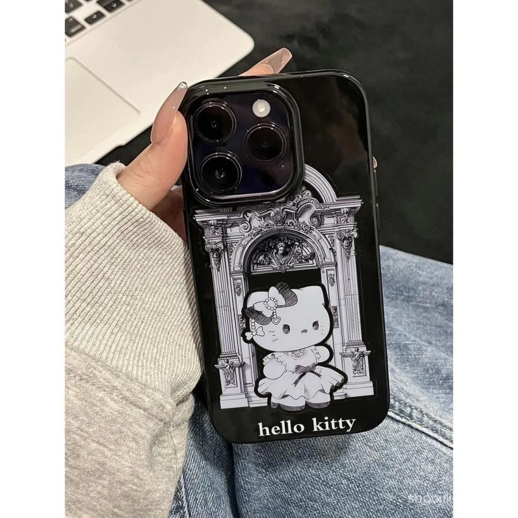 สาวปราสาท Hello Kitty มันวาวซิลิโคนนุ่มสร้างสรรค์ iPhone เคสโทรศัพท์, สำหรับ15 PRO MAX/11/12/13/14/7plus/8PLUS/11pro/13Pro/x/xs Max-INS สไตล์ ojfl