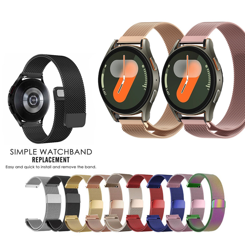 สายสร้อยข้อมือโลหะสําหรับ Samsung Galaxy Watch 7 6 5 4 FE 40 มม.44 มม.คลาสสิก 43 มม.47 มม.สร้อยข้อมือเหล็ก Milanese Watch4 Watch5 Pro