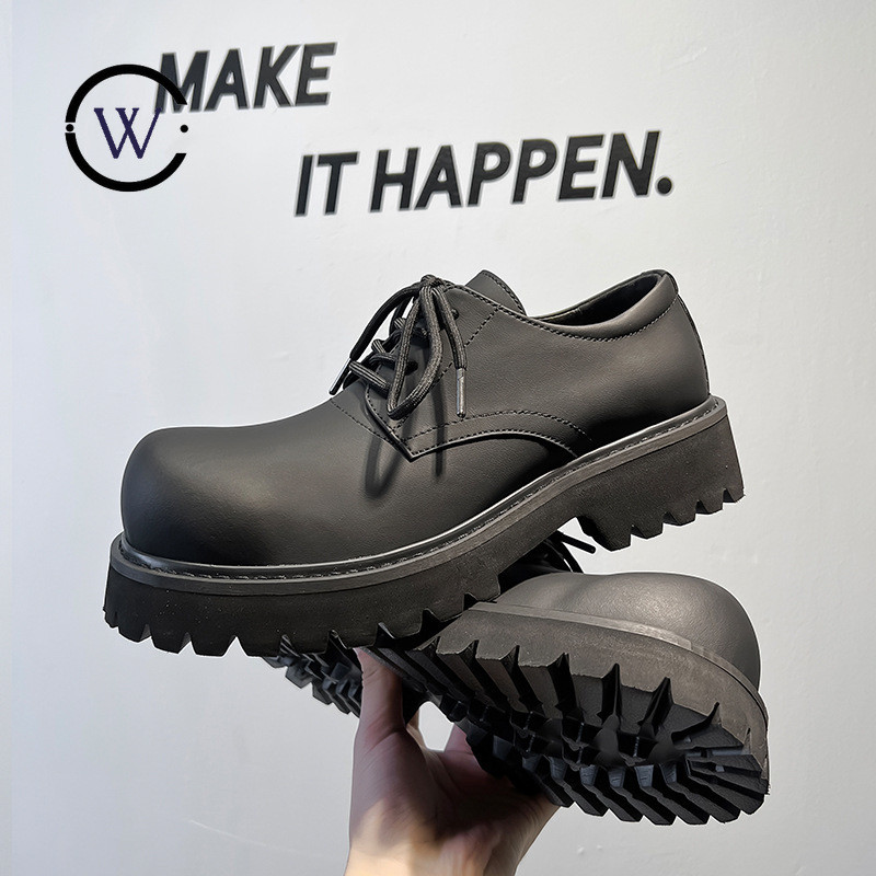Dark Series Derby รองเท้าผู้ชายสีดํารองเท้าหนัง Big Toe ตามฤดูกาลหนา Soled รองเท้าอินเทรนด์ 1026-A