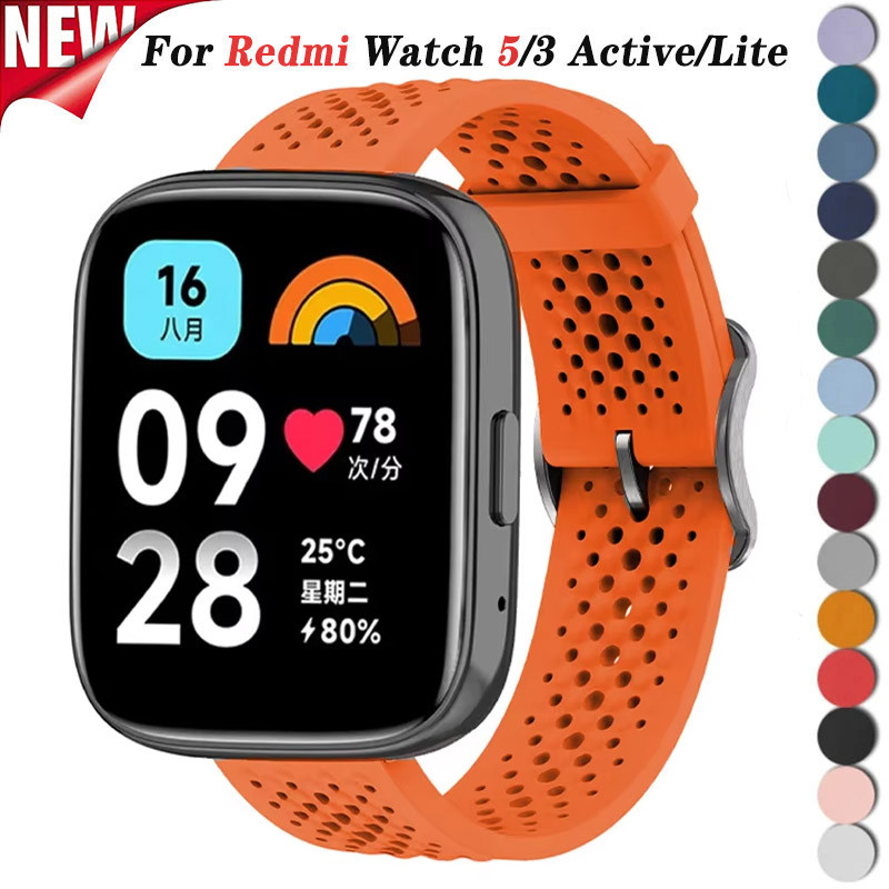 Breathe สายซิลิโคนสําหรับ Redmi Watch 5 Active Sport สายรัดข้อมือสร้อยข้อมือสําหรับ Redmi Watch 3 Active 3 Lite Band เปลี่ยนอุปกรณ์เสริม