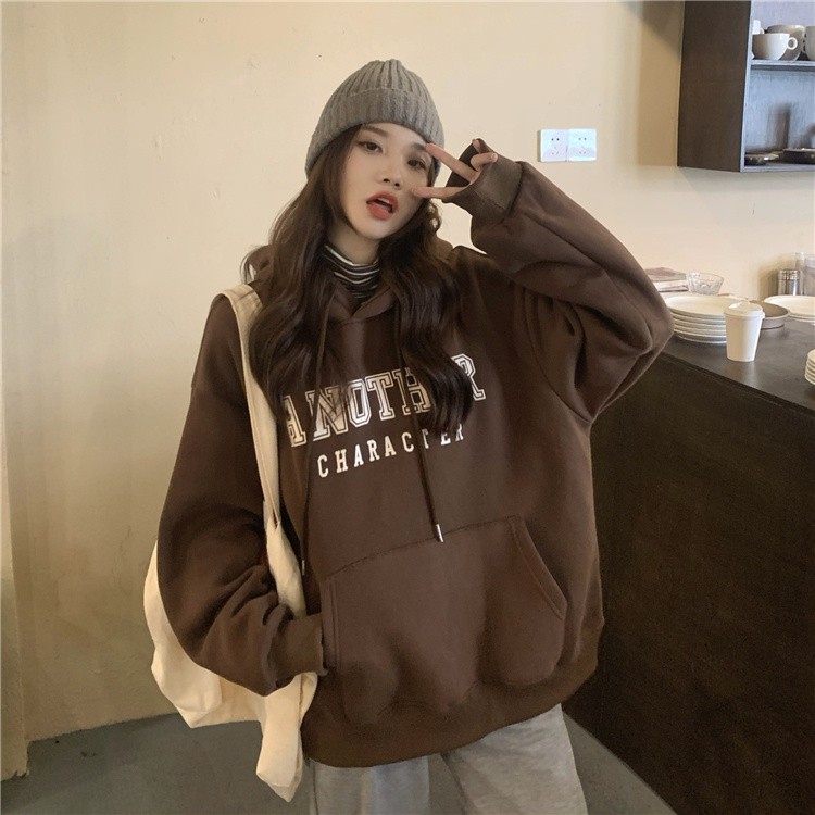 Solovely M-2XL ผู้หญิง สไตล์เกาหลี เสื้อฮู้ด พิมพ์ลาย แขนยาว แจ็คเก็ต โอเวอร์ไซส์ เสื้อโค้ท