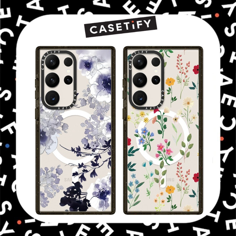 【Acrylic Case】Casetify Rose Vine ดอกไม้รูปแบบเคสโทรศัพท์สําหรับ Samsung Galaxy S22 S23 S24 Ultra ฝาครอบป้องกัน