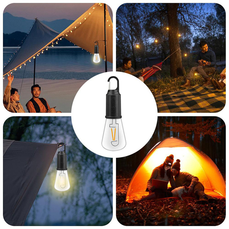 Roxart ไฟตั้งแคมป์ Led หลอดไฟสไตล์ย้อนยุคแบบพกพาทรงกลมชาร์จไฟได้ ไฟตั้งแคมป์สำหรับเต็นท์ - รูปที่ 4