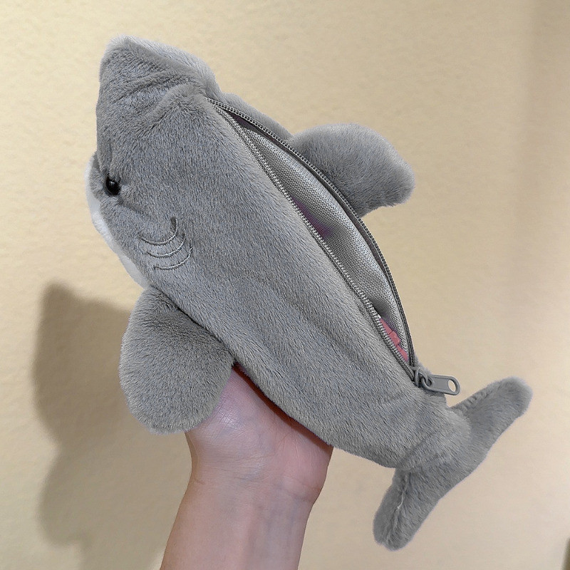 กล่องดินสอตุ๊กตาฉลาม-กระเป๋าปากกานักเรียน-อุปกรณ์เครื่องเขียนโรงเรียน-ความจุขนาดใหญ่ซิปปากกากรณี-น่ารัก ตุ๊กตาถุงเก็บ-ตุ๊กตาสัตว์กร