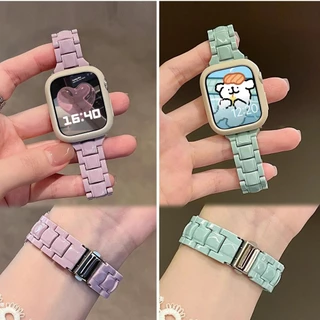 Candy Slim สายรัดพลาสติก + กรณีเหมาะสําหรับนาฬิกา Series 11 10 9 8 7 6 5 4 3 2 1 SE SE2 Ultra/Ultra2 สําหรับ i-Watch ขนาด 49/41/45/40 มม.44 มม.38 มม.42 มม.และกรณี