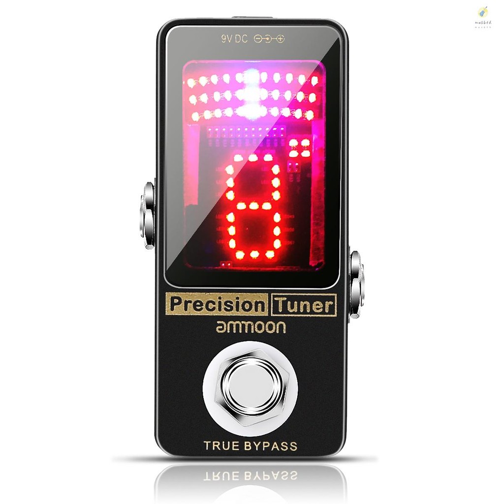 Ammoon Precision Chromatic Tuner Pedal จอแสดงผล LED ขนาดใหญ่เปลือกโลหะเต็มรูปแบบ True Bypass สําหรับกีตาร์เบส