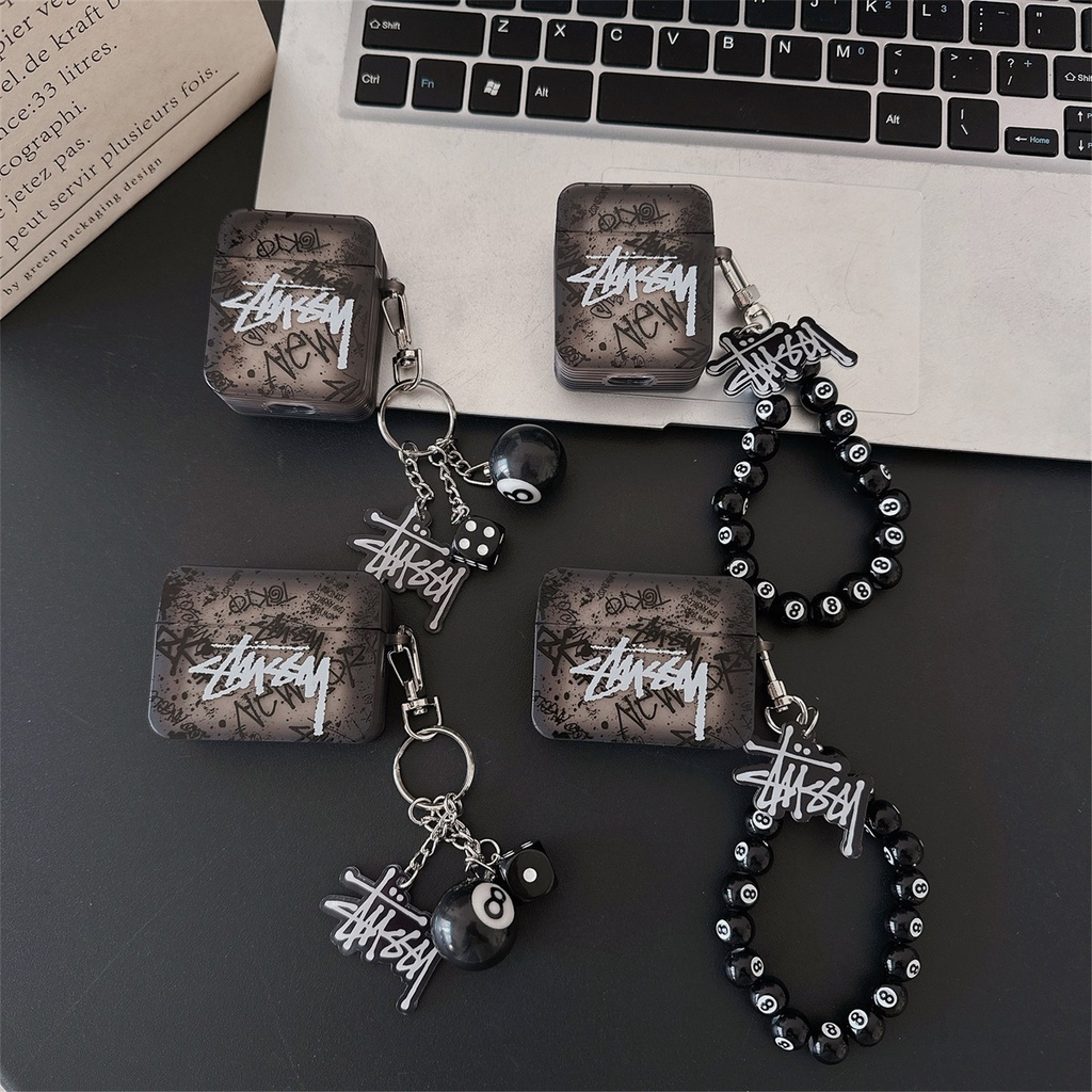 มีสไตล์ STUSSY Soft TPU ซิลิโคนสแควร์สําหรับ AIRPODS 4 PRO2 /1/2/3 PRO เคสป้องกันเท่านั้น Shell ฝาครอบอุปกรณ์เสริม