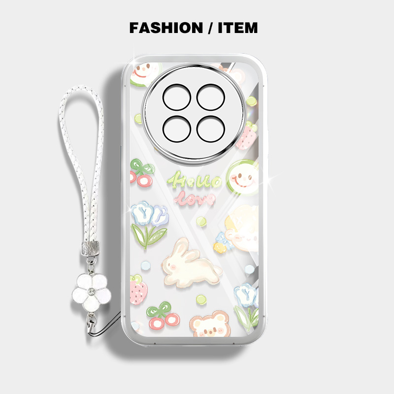 เคสโทรศัพท์ลายการ์ตูนน่ารักสําหรับ Infinix Zero 40 4G 5G X6861 X6860 ปลอกฝาครอบป้องกันโปร่งใสพร้อมเชือกแขวนดอกไม้