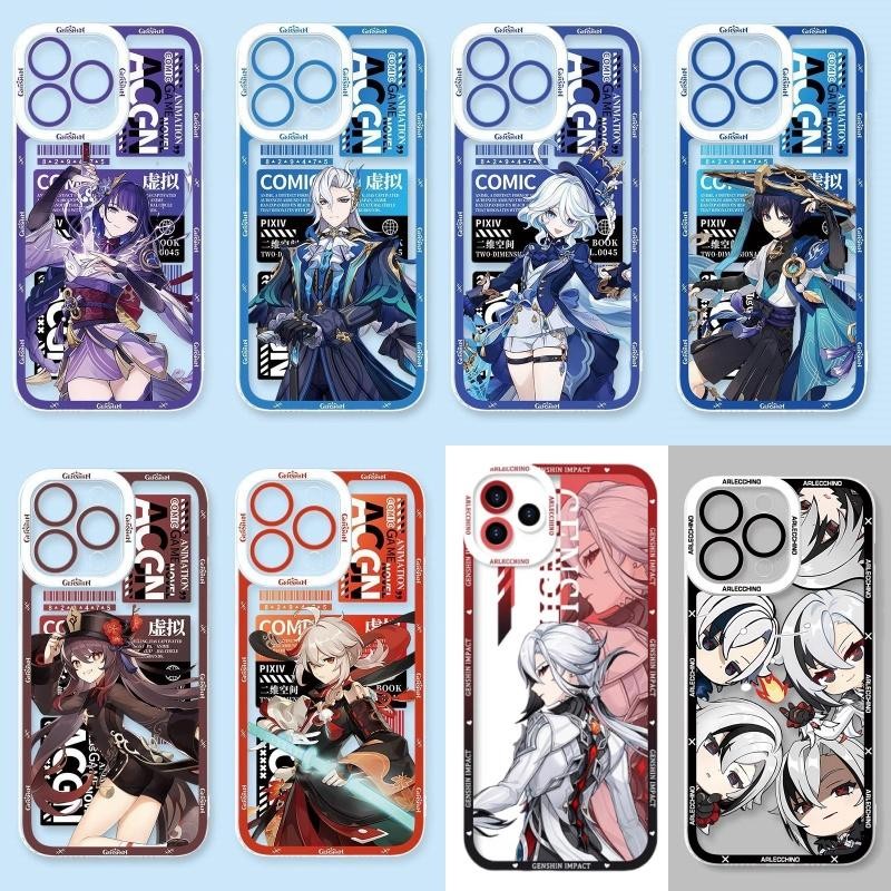 โทรศัพท์มือถือสําหรับiphone 16 Pro Max 16Pro 16 Plus 15 Pro Max 11 13 กรณีGenshin Impact Furina Wanderer Neuvillette Huเต่าArlechino Soft TPUรูปแบบกันกระแทก