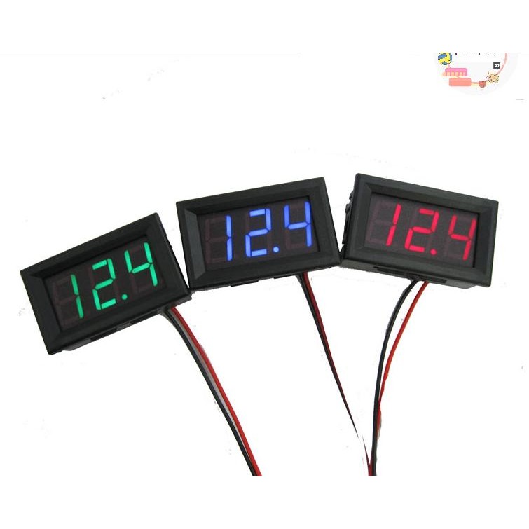 Pufangstar DC 0-30V 3 สาย LED แผงจอแสดงผลดิจิตอลโวลต์มิเตอร์แรงดันไฟฟ้าโวลต์มิเตอร์มอเตอร์รถยนต์ TH