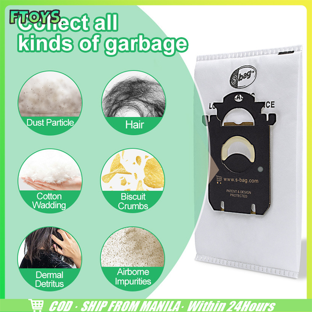 จัดส่งภัยใน24ชั่วโมง ถุงเก็บฝุ่น S-Bag 5ชิ้น  สำหรับเครื่องดูดฝุ่น electrolux philips รุ่นFC8202 913