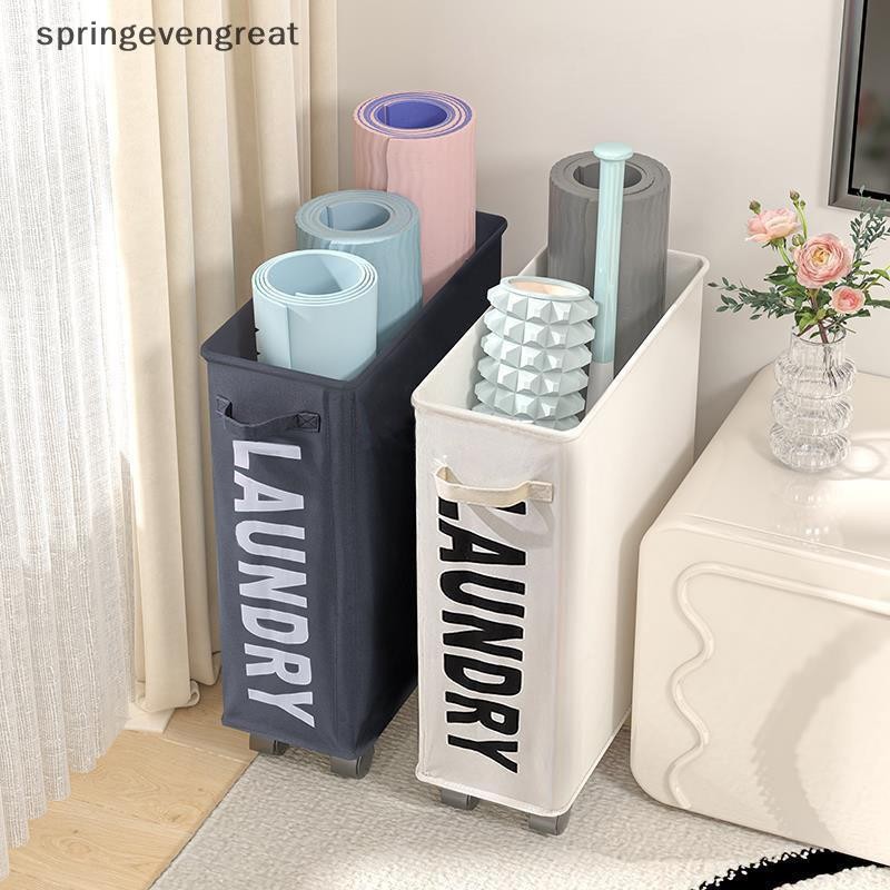 Springevengreat Rolling Laundry Hamper มีล้อ ตะกร้าซักผ้ากันน้ําและพับสําหรับเสื้อผ้าของเล่นตะกร้าเก็บ Springevengreat