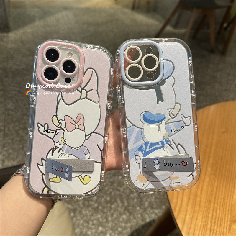 Case+Holder For Samsung A05 A05S A15 A14 A13 A12 A55 A54 A51 A35 A34 A32 A25 A24 A03 A02S S23FE S24 Ultra Cartoon Cute Daisy Duck Couple Patterns Advanced Minimalist Mirror Phone Case Anti Drop Protective Back Cover