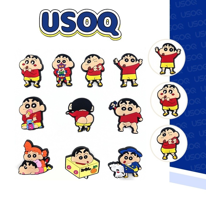 Usoq jibbitz Crayon Shin-Chan ตลกรองเท้าดอกไม้รองเท้าหัวเข็มขัดยางนุ่มรองเท้าที่ไม่ซ้ํากันอุปกรณ์เสริม Garden รองเท้าอุปกรณ์เสริม croc