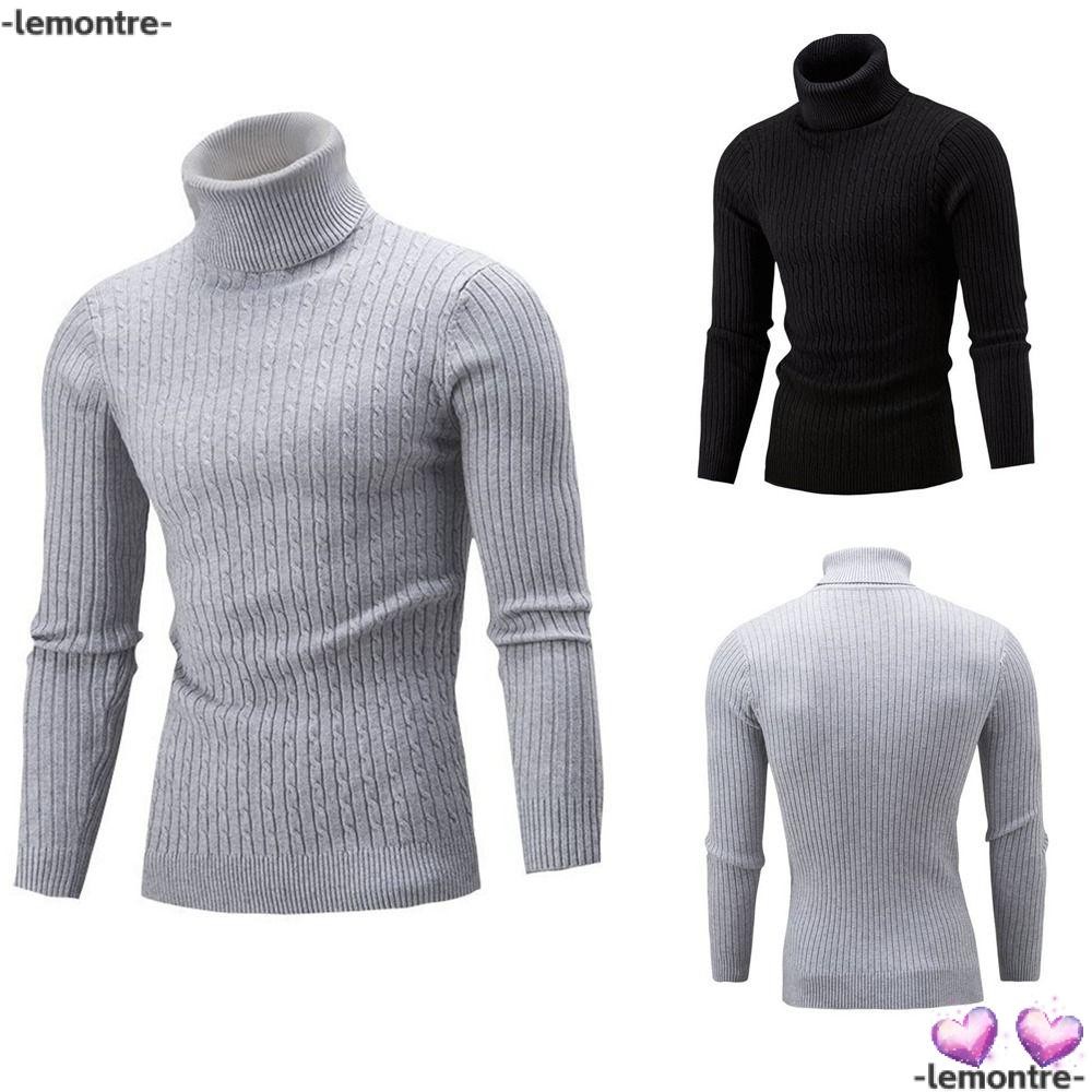 เสื้อกันหนาวคอเต่าผู้ชาย LEMONTRE คอเต่าแขนยาวแฟชั่นอบอุ่น