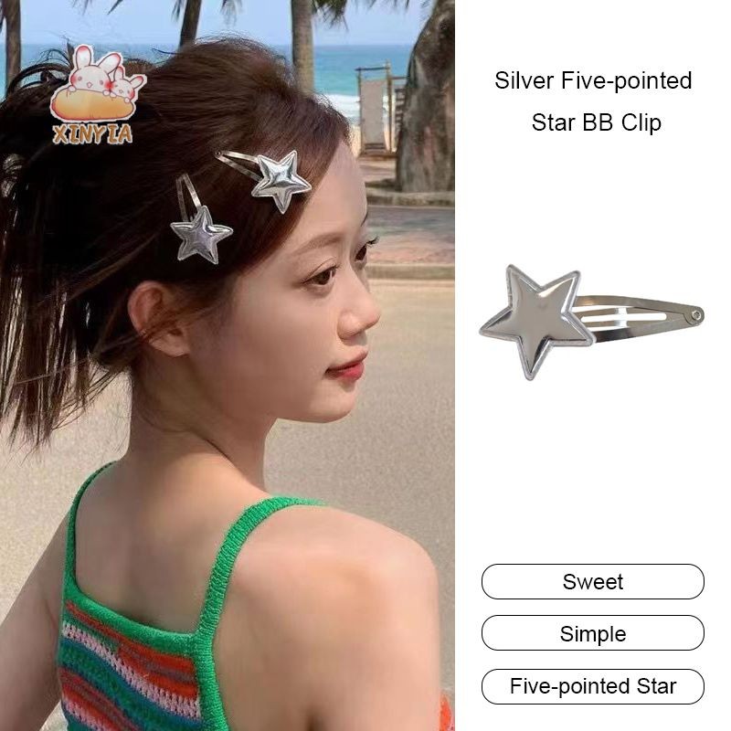 Silver Five-pointed Star BB คลิปหวานสไตล์ร้อนคลิปผมผู้หญิง High-end กิ๊บติดผมXINYIA.TH