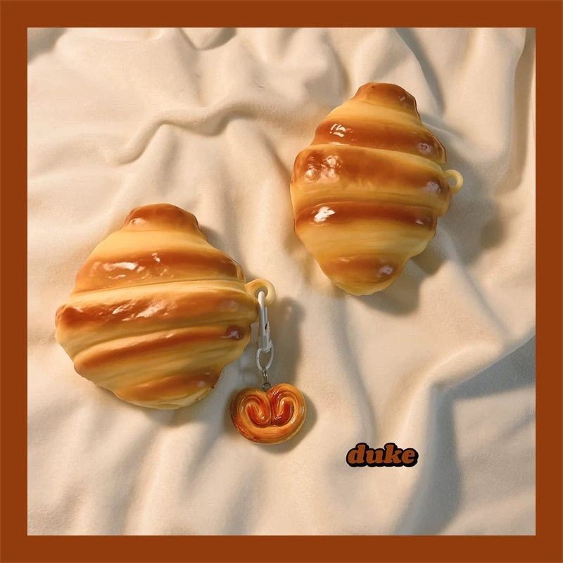 3D การ์ตูนซิลิคอน Croissant สําหรับ Apple AirPods 4 1 2 3 รุ่นสําหรับ AirPods Pro 2nd Gen Air Pods ป้องกัน
